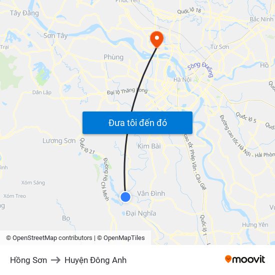 Hồng Sơn to Huyện Đông Anh map