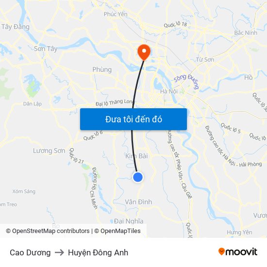 Cao Dương to Huyện Đông Anh map