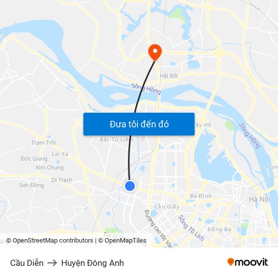 Cầu Diễn to Huyện Đông Anh map