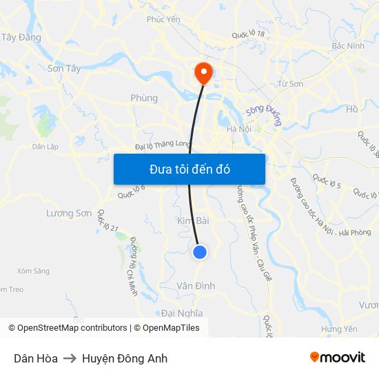 Dân Hòa to Huyện Đông Anh map