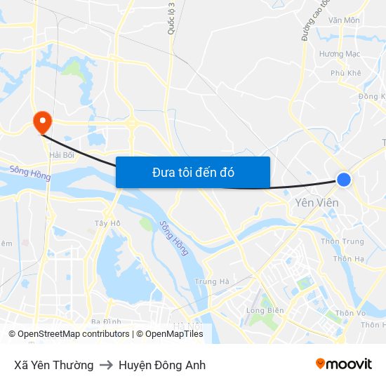 Xã Yên Thường to Huyện Đông Anh map