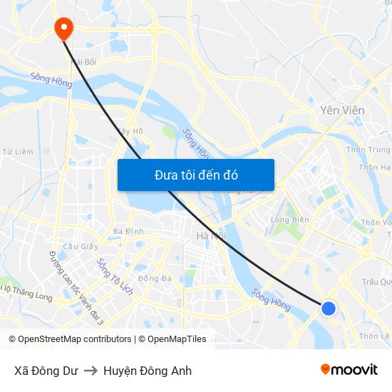 Xã Đông Dư to Huyện Đông Anh map