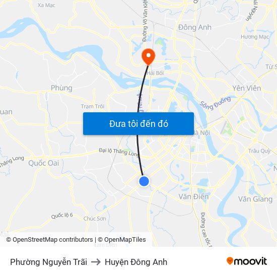 Phường Nguyễn Trãi to Huyện Đông Anh map