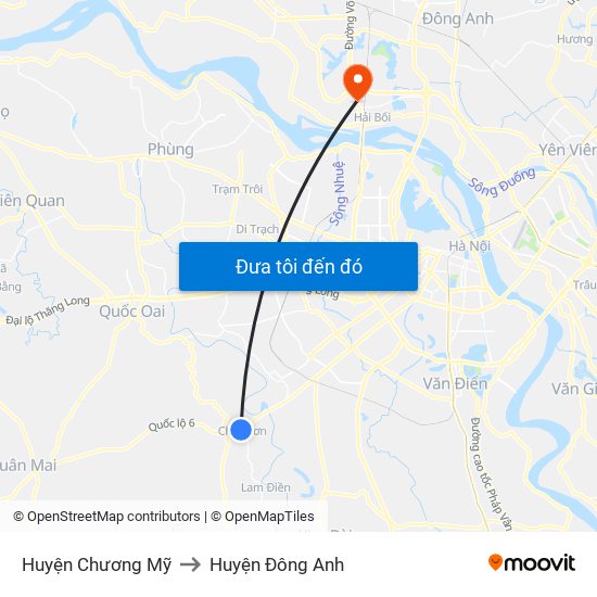 Huyện Chương Mỹ to Huyện Đông Anh map