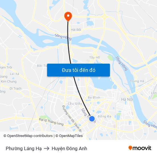 Phường Láng Hạ to Huyện Đông Anh map