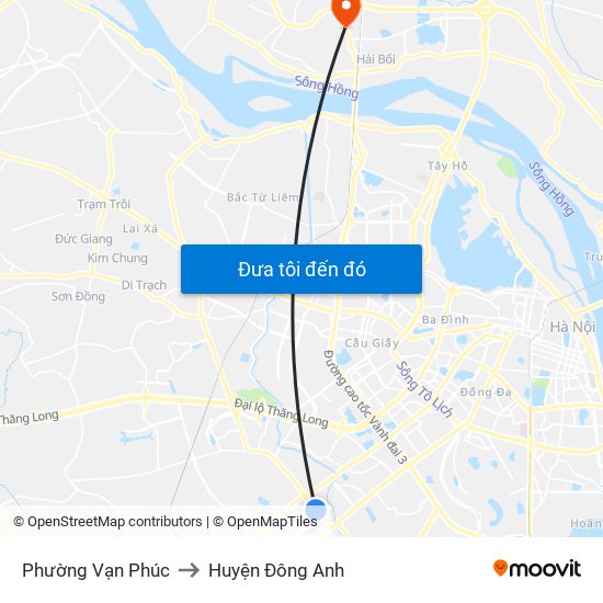 Phường Vạn Phúc to Huyện Đông Anh map