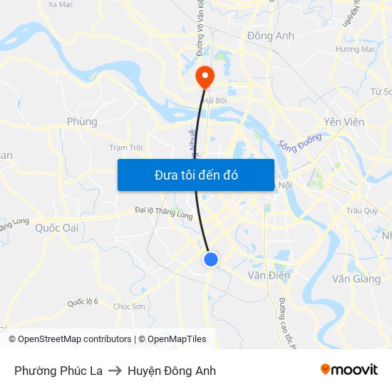 Phường Phúc La to Huyện Đông Anh map