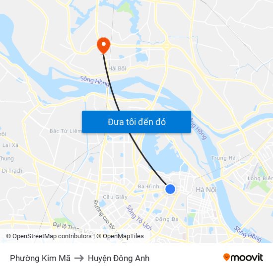 Phường Kim Mã to Huyện Đông Anh map