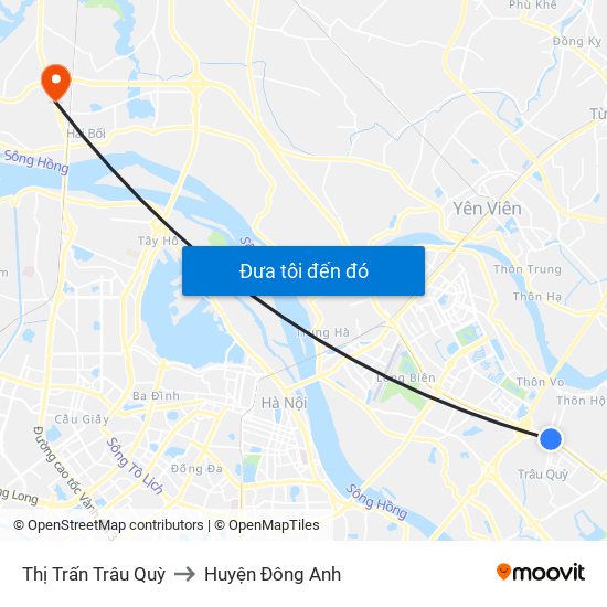 Thị Trấn Trâu Quỳ to Huyện Đông Anh map