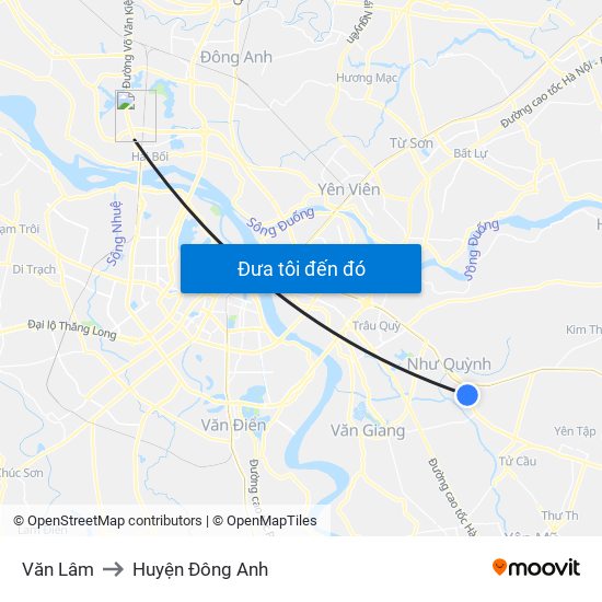 Văn Lâm to Huyện Đông Anh map