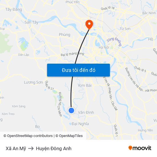 Xã An Mỹ to Huyện Đông Anh map