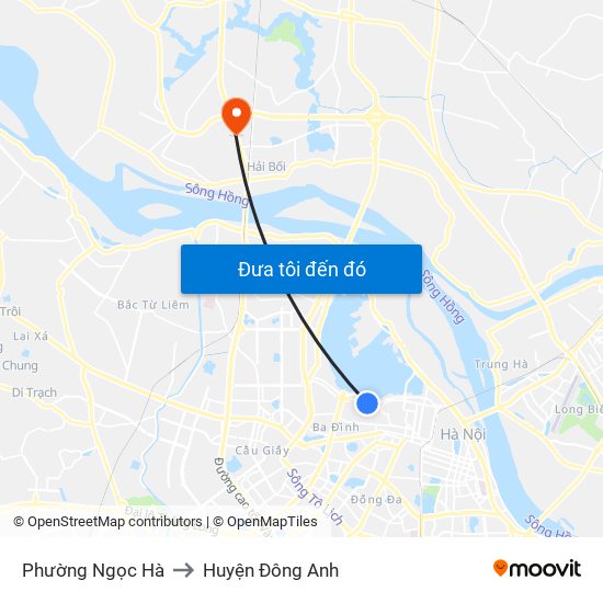 Phường Ngọc Hà to Huyện Đông Anh map