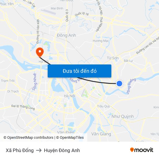 Xã Phù Đổng to Huyện Đông Anh map