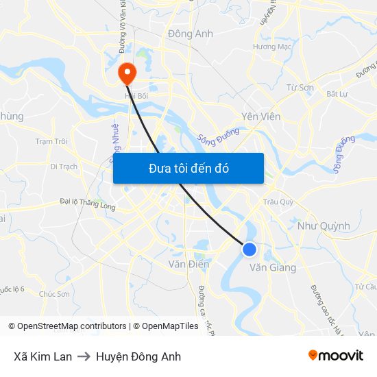 Xã Kim Lan to Huyện Đông Anh map