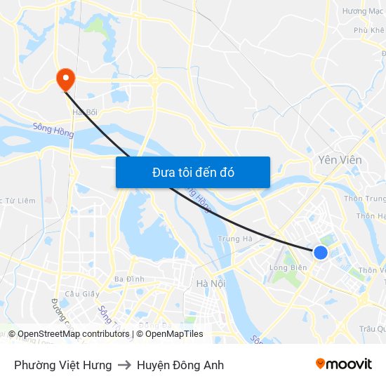 Phường Việt Hưng to Huyện Đông Anh map