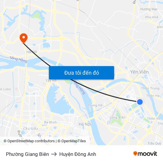 Phường Giang Biên to Huyện Đông Anh map