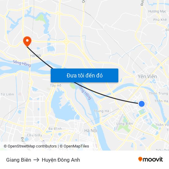 Giang Biên to Huyện Đông Anh map