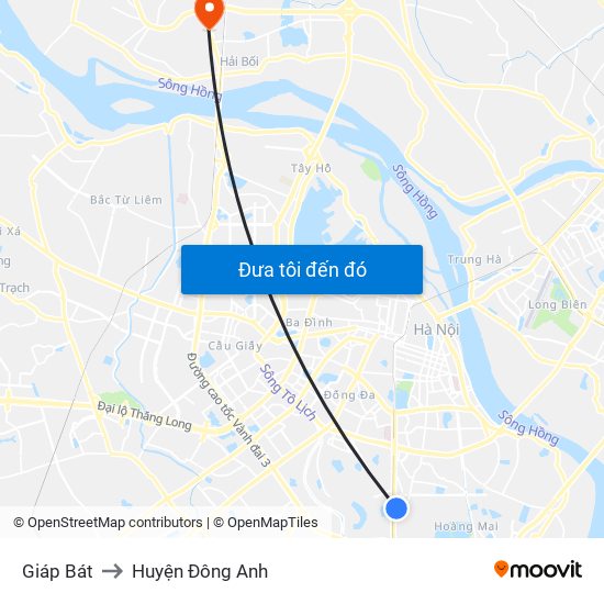 Giáp Bát to Huyện Đông Anh map