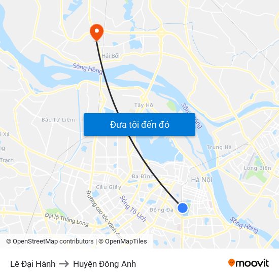 Lê Đại Hành to Huyện Đông Anh map