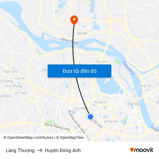 Láng Thượng to Huyện Đông Anh map