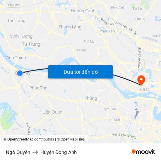 Ngô Quyền to Huyện Đông Anh map