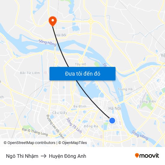 Ngô Thì Nhậm to Huyện Đông Anh map