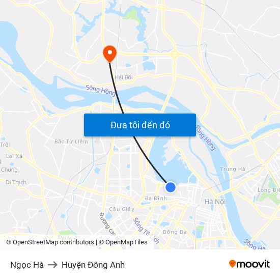 Ngọc Hà to Huyện Đông Anh map