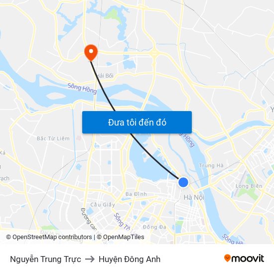 Nguyễn Trung Trực to Huyện Đông Anh map