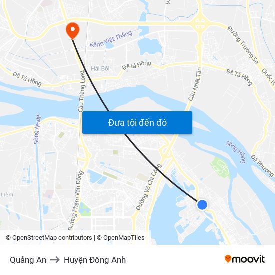 Quảng An to Huyện Đông Anh map