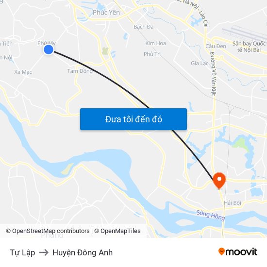 Tự Lập to Huyện Đông Anh map