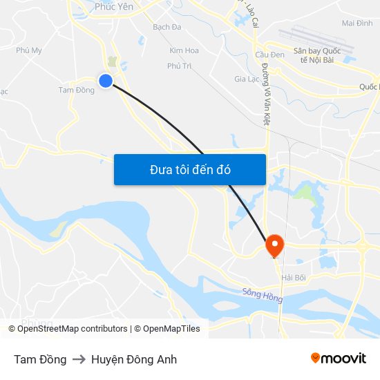 Tam Đồng to Huyện Đông Anh map