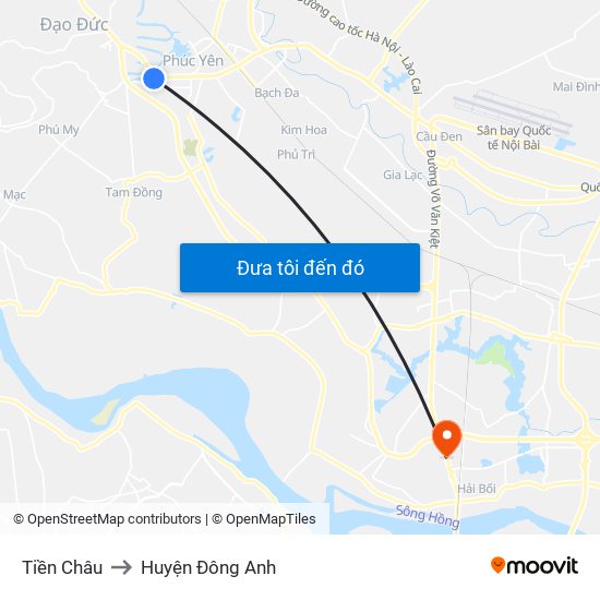 Tiền Châu to Huyện Đông Anh map