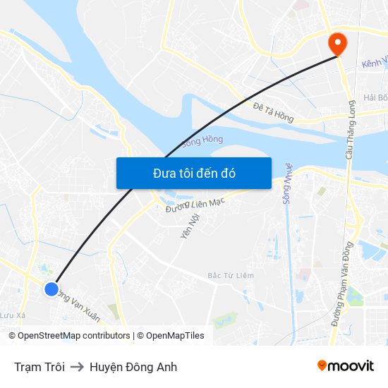 Trạm Trôi to Huyện Đông Anh map