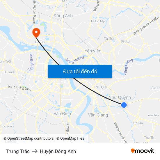 Trưng Trắc to Huyện Đông Anh map