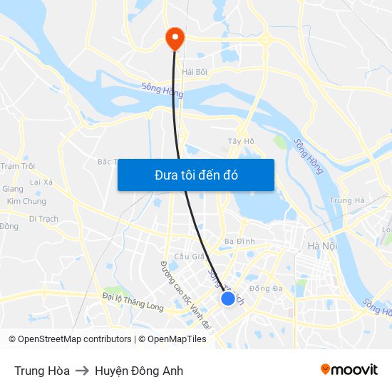 Trung Hòa to Huyện Đông Anh map