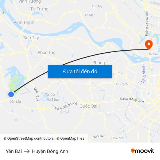 Yên Bài to Huyện Đông Anh map