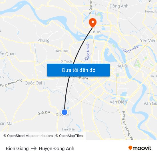 Biên Giang to Huyện Đông Anh map