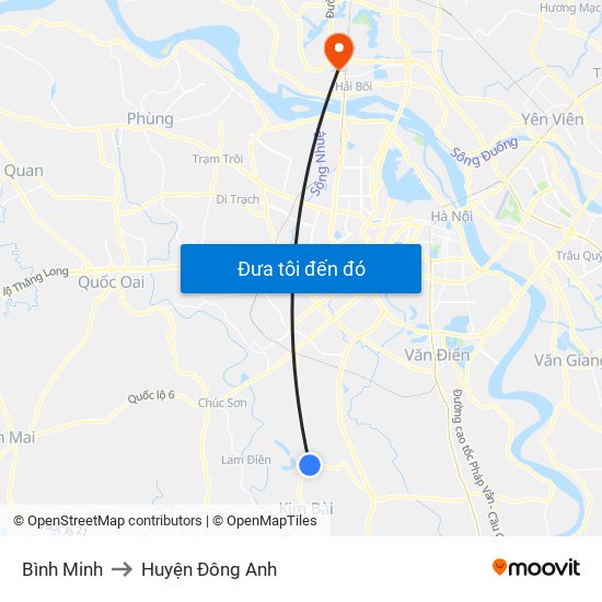 Bình Minh to Huyện Đông Anh map