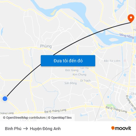 Bình Phú to Huyện Đông Anh map