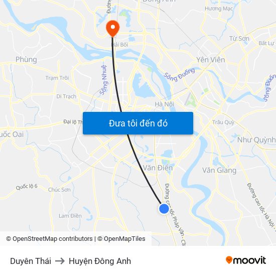 Duyên Thái to Huyện Đông Anh map