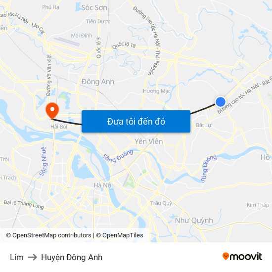 Lim to Huyện Đông Anh map