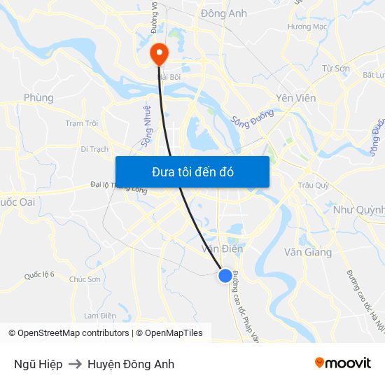 Ngũ Hiệp to Huyện Đông Anh map