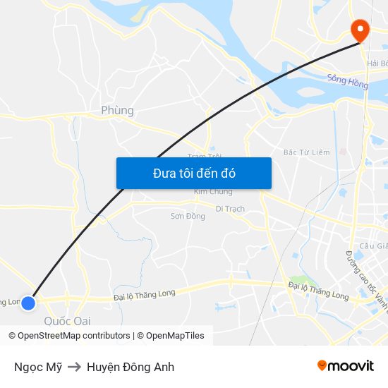 Ngọc Mỹ to Huyện Đông Anh map