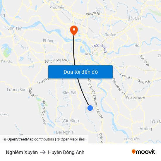 Nghiêm Xuyên to Huyện Đông Anh map