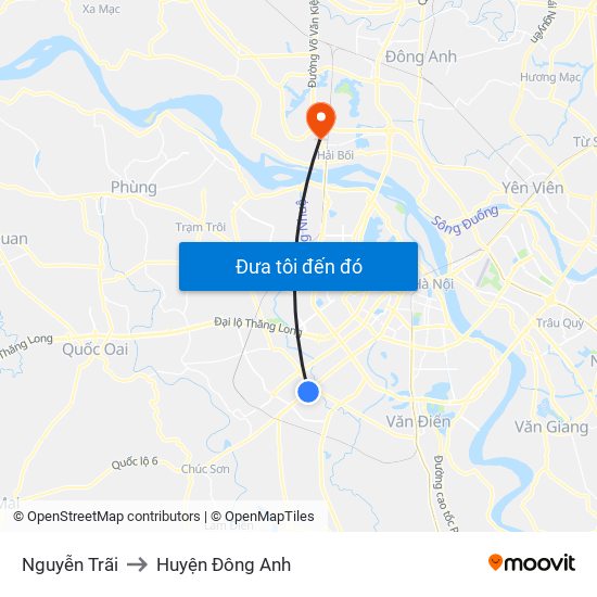 Nguyễn Trãi to Huyện Đông Anh map