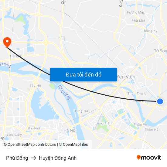 Phù Đổng to Huyện Đông Anh map