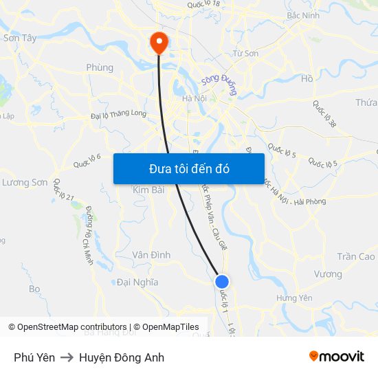 Phú Yên to Huyện Đông Anh map