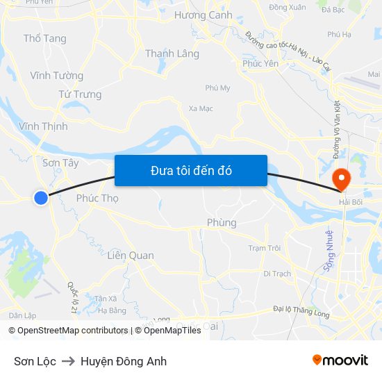 Sơn Lộc to Huyện Đông Anh map