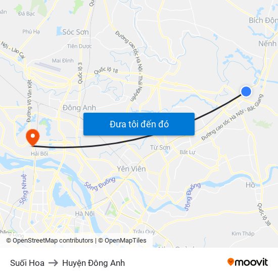 Suối Hoa to Huyện Đông Anh map