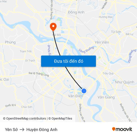 Yên Sở to Huyện Đông Anh map